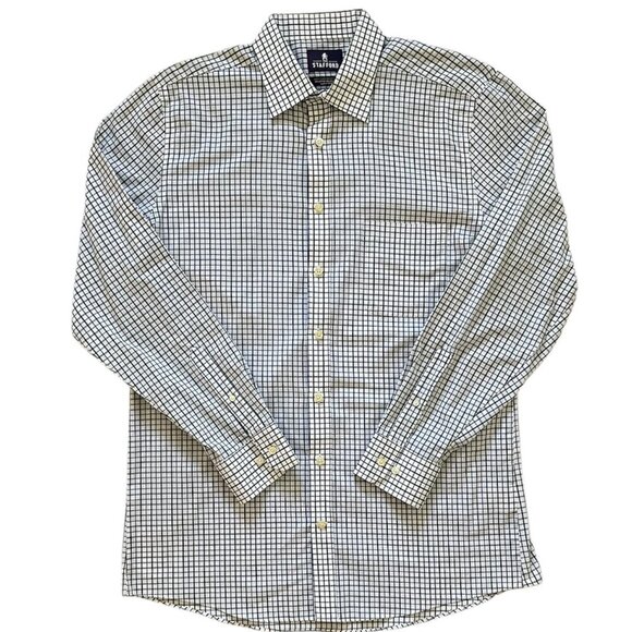 Stafford Dress Shirt Mens 16  34-35 Blue Green Easy Care Broadcloth Long Sleeve - Picture 1 of 5